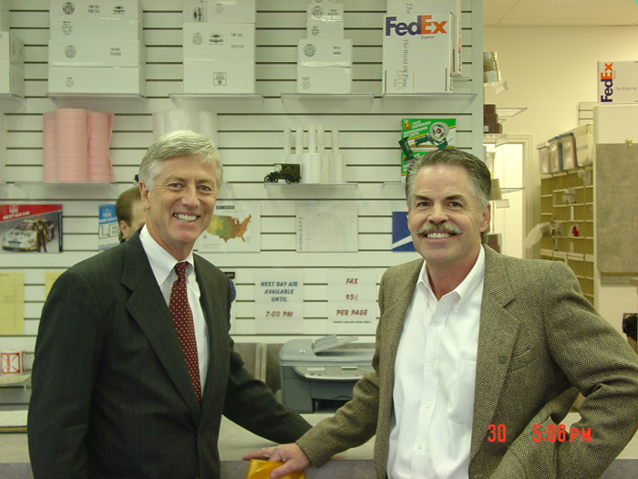 Dad  with Mayor Rocky Anderson at the Grand Opening of new store 2003