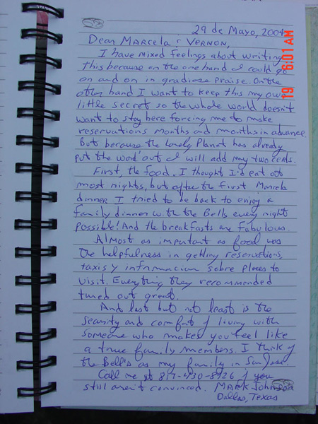 Uncle Mark writing about a vacation a few months before passing away