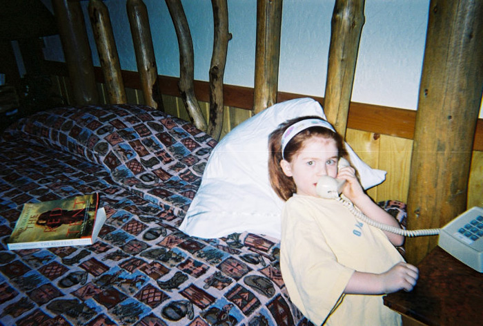 Playing on the phone at the Sorrel River Ranch. ~2003